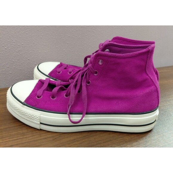 Converse Chuck Taylor All Star Suede Platform Shadowberry Violet Women's Size 10 - Picture 3 of 7